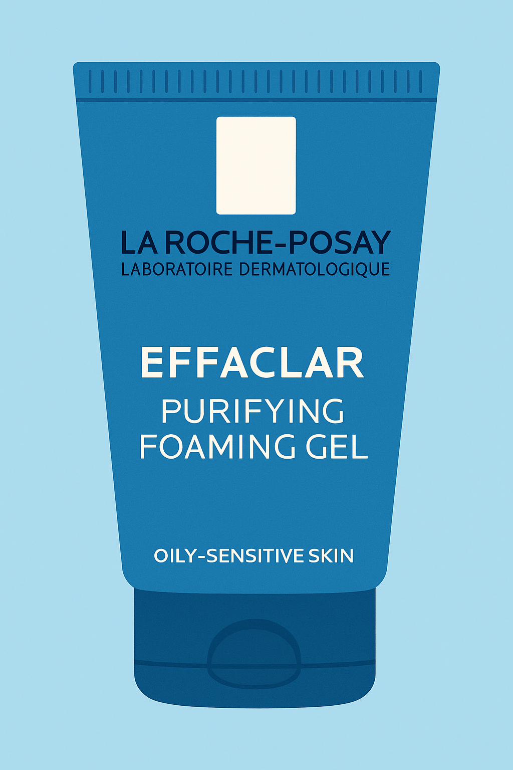 Illustrated tube of La Roche-Posay Effaclar Purifying Gel for sensitive teen skin