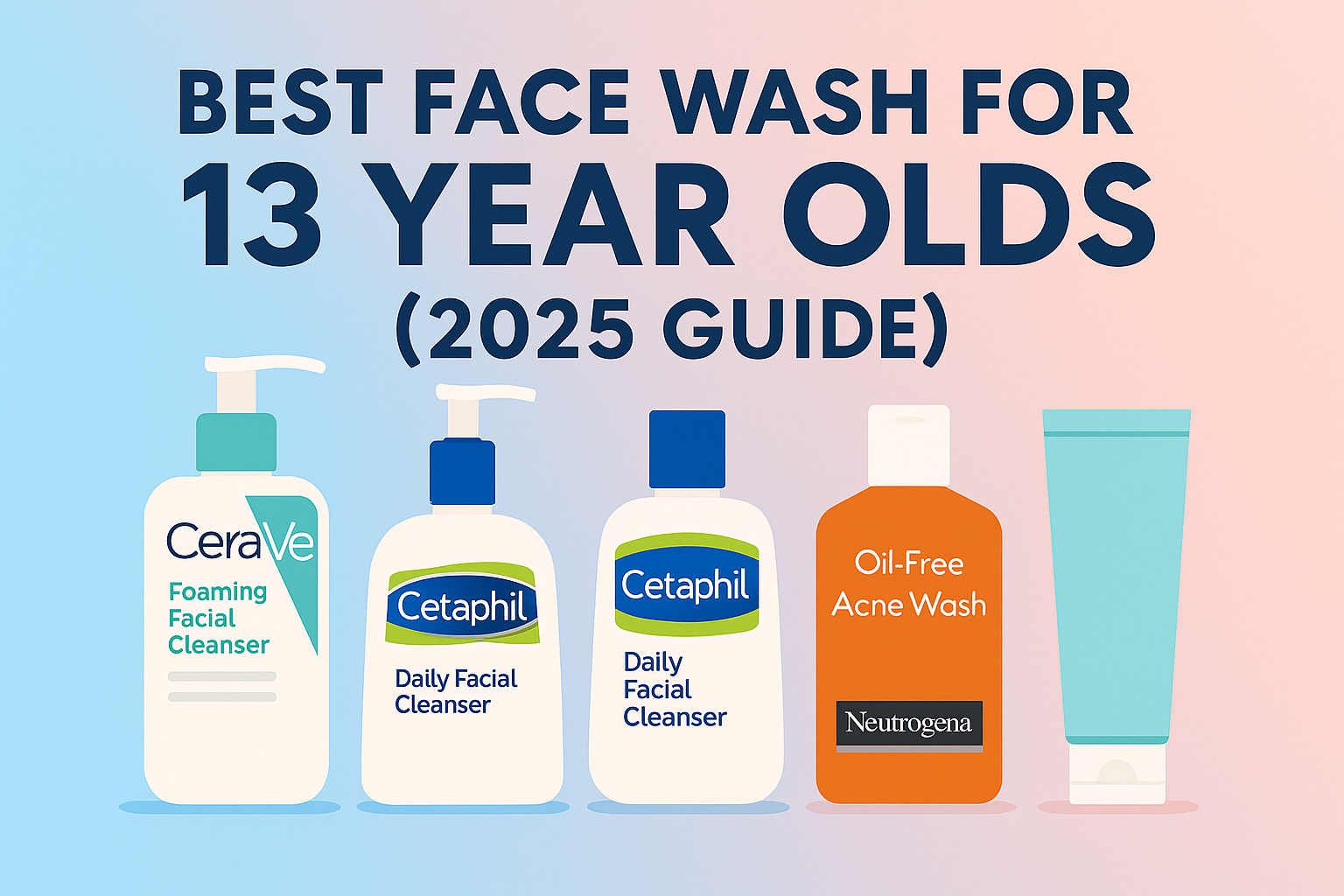 Featured banner for Best Face Wash for 13 Year Olds (2025 Guide) with teen-safe cleansers
