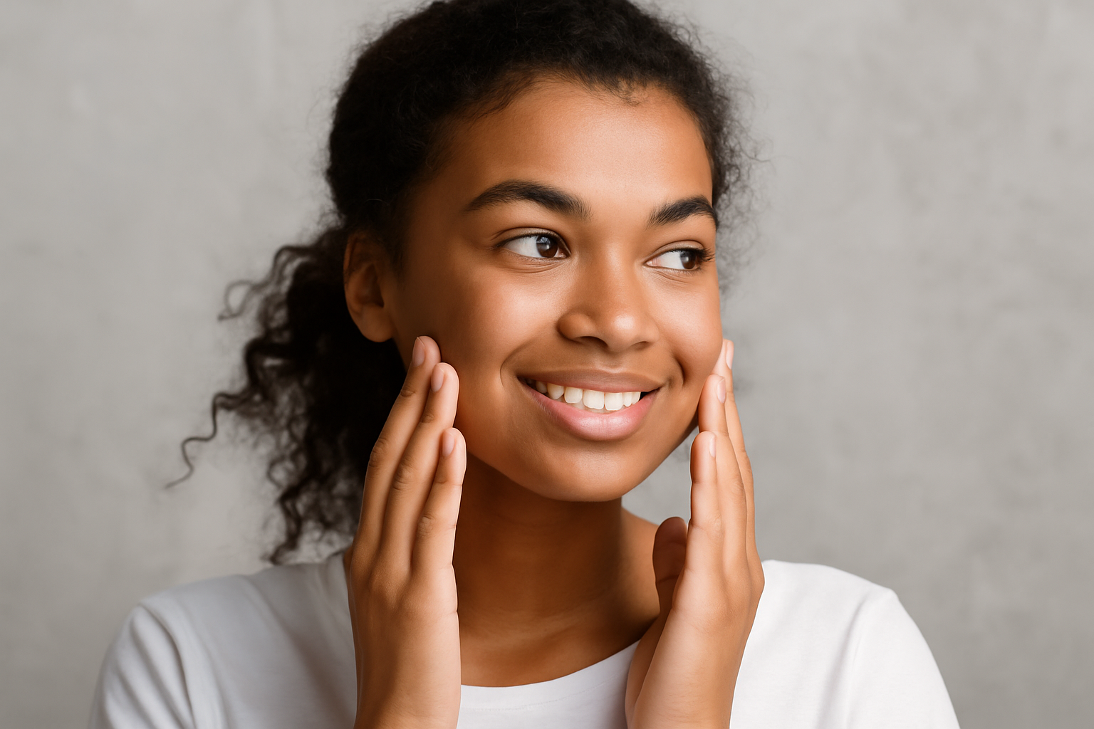 Teen using moisturizer on clear skin